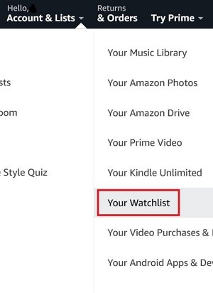 manage your amazon watchlist | amazon watchlist