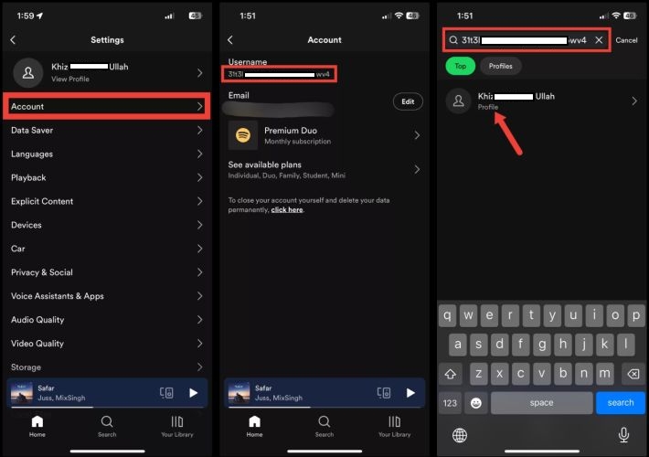 paste exact username | Add Friends on Spotify