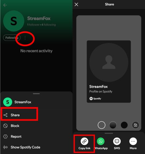 tap Copy link | Add Friends on Spotify