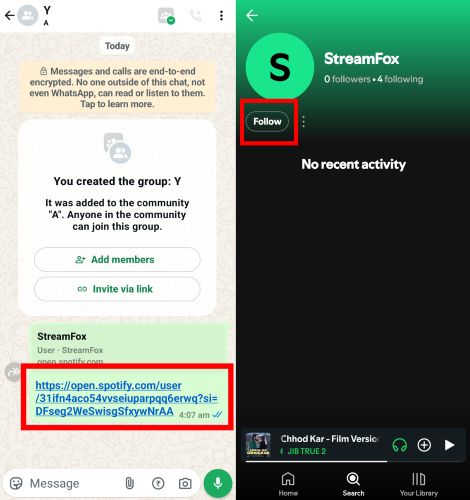 hit Follow in profile | Add Friends on Spotify