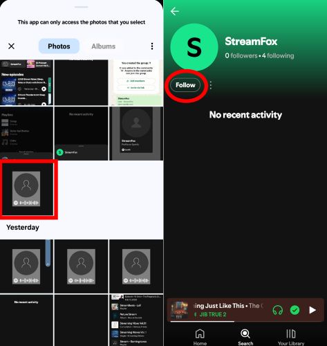 tap Select from photos | Add Friends on Spotify
