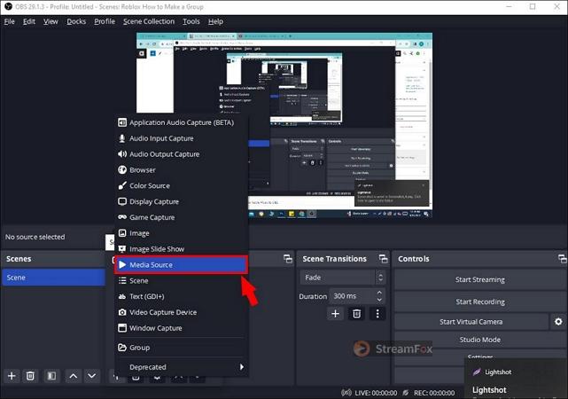 choose Media Source | Add Spotify to OBS