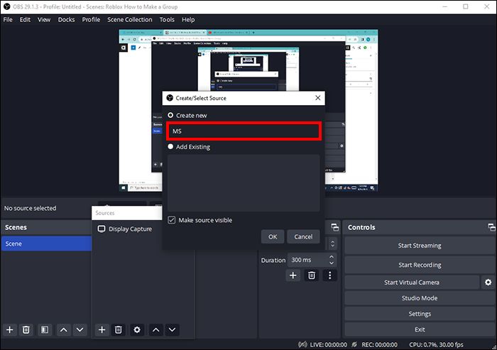 click OK | Add Spotify to OBS