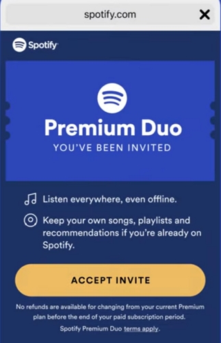 confirm full address | Spotify Premium Duo