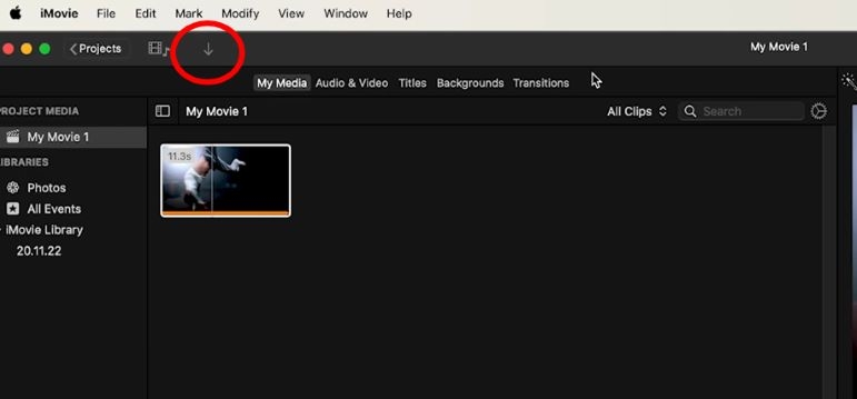 find downward arrow | Add Spotify Music to iMovie