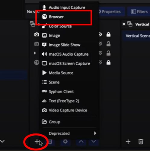 select Browser | Add Spotify to OBS