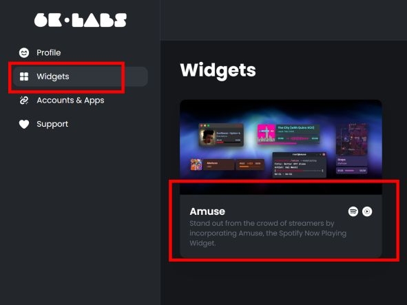 select Amuse | Add Spotify to OBS