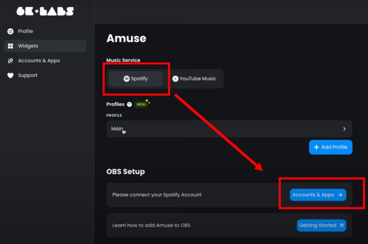 locate Music Service | Add Spotify to OBS