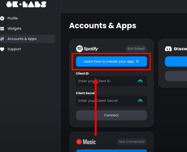 click Learn How to Create Your App | Add Spotify to OBS