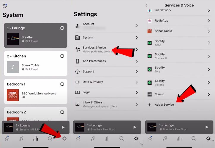 tap Add a Service | Add Spotify to Sonos
