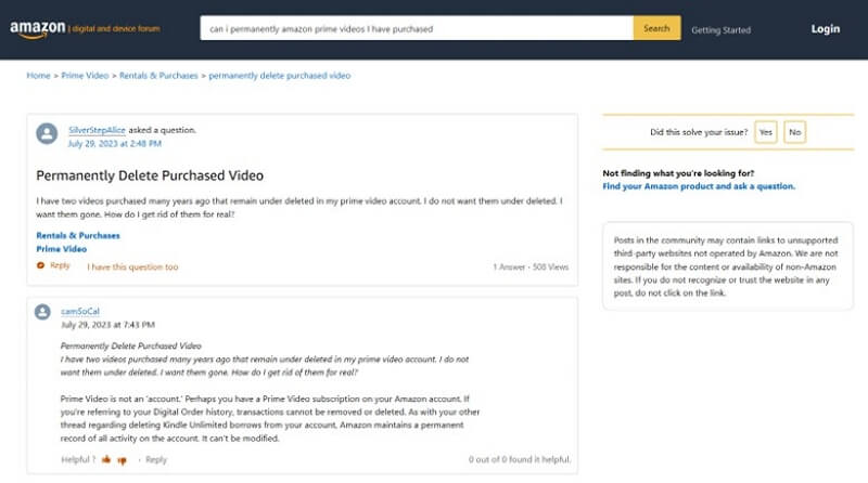 Amazon Prime history | delete purchases on amazon prime video