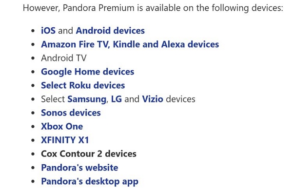 some devices | Apple Music VS Pandora