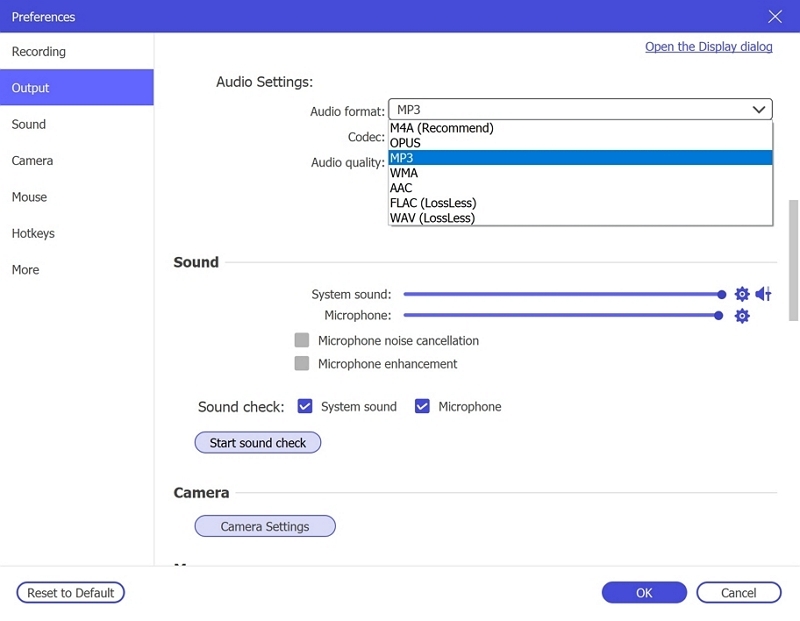 modify your settings audio | record audio from YouTube