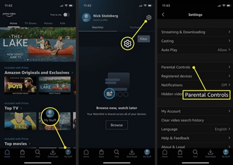 enter your desired pin | delete purchases on amazon prime video