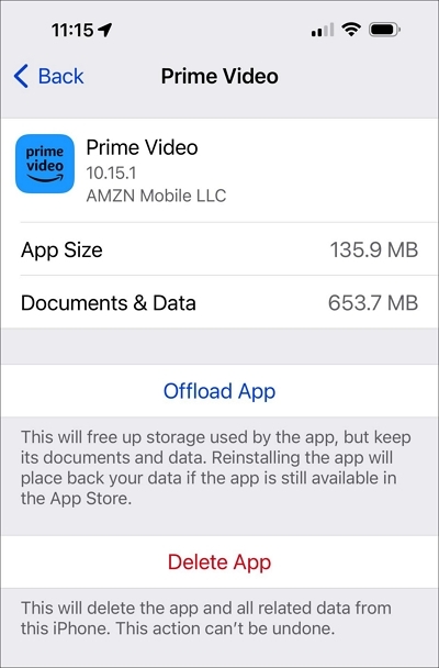 deletes the app | downloaded Amazon Prime video won't play