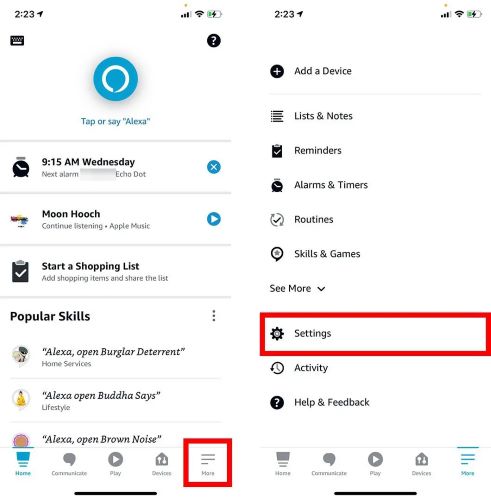 go to Settings | Play Spotify on Amazon Echo
