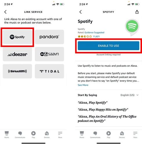 hit Enable to Use | Play Spotify on Amazon Echo
