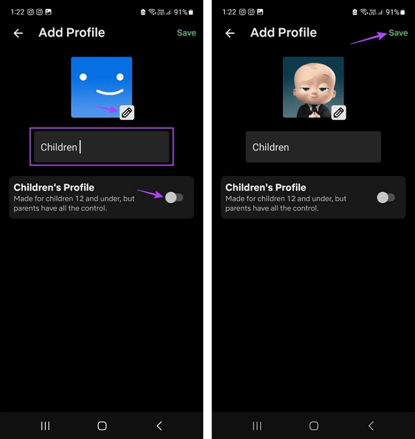 Type a name for the profile | how to change profile picture on Netflix
