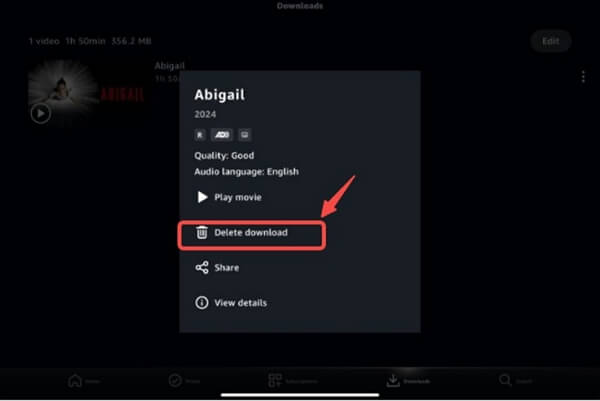 Delete Download | delete downloaded amazon prime video from ipad