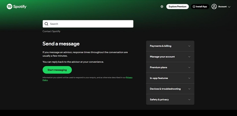 press Start messaging | Spotify Karaoke Mode