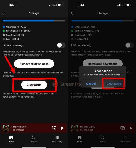 hit Clear Cache | Add Friends on Spotify