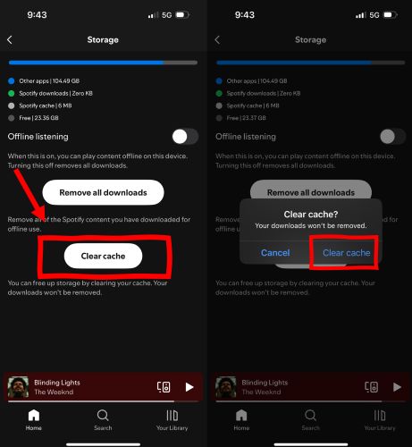 hit Clear Cache | Add Friends on Spotify
