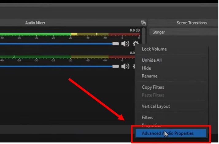 hit Advanced Audio Properties | Add Spotify to OBS