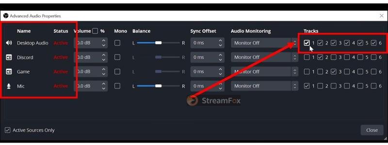 check audio tracks | Add Spotify to OBS