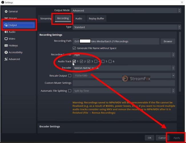 click Apply and OK | Add Spotify to OBS