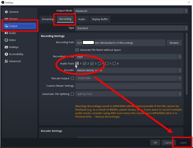 click Apply and OK | Add Spotify to OBS