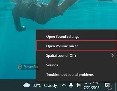 select Open Volume Mixer | Add Spotify to OBS