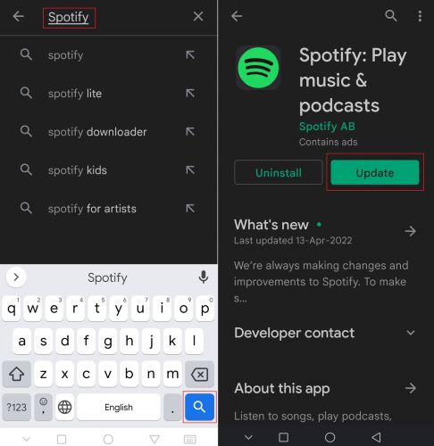 update Spotify Android | Spotify Search Not Working