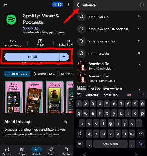 tap Install | Spotify Search Not Working