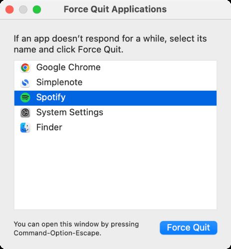 hit Force Quit | Spotify Search Not Working