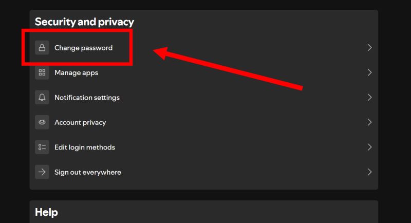 select Change Password | Spotify Keeps Logging Me Out