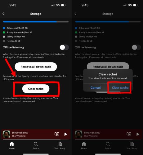 hit Clear Cache | Spotify Keeps Logging Me Out
