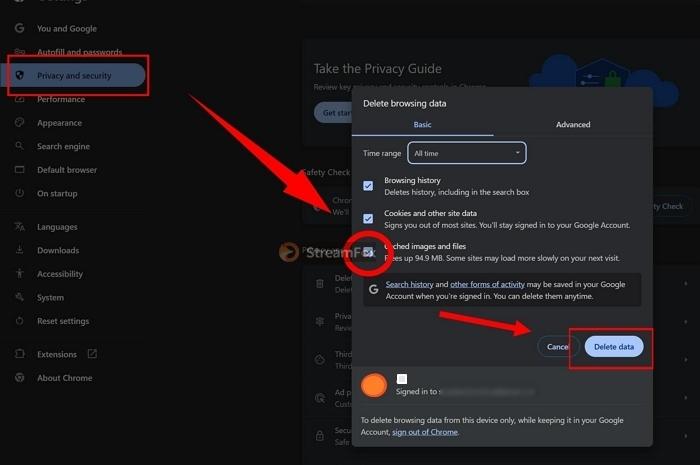 click Delete Data | Spotify Playing but No Sound