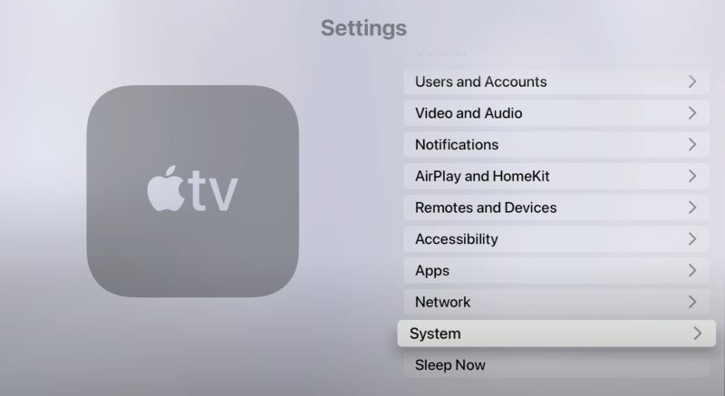 navigate to System | Play Spotify on Apple TV