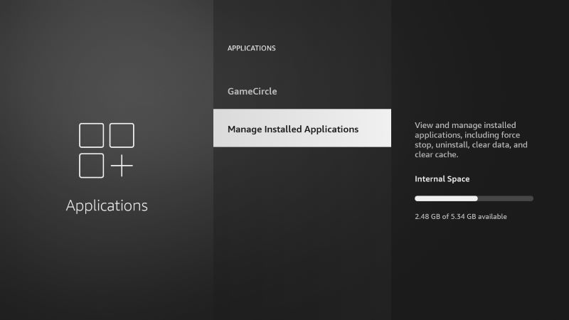 choose Manage Installed Applications | Play Spotify on Amazon Firestick TV