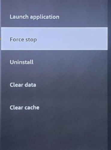 click Force Stop | Play Spotify on Amazon Firestick TV