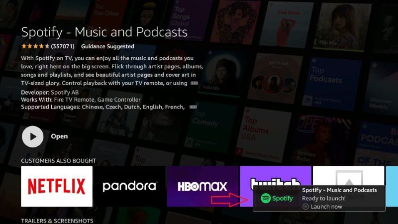 tap Get | Play Spotify on Amazon Firestick TV