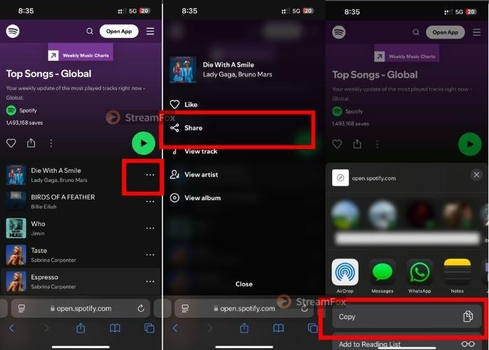 tap Share | Extract Spotify Songs