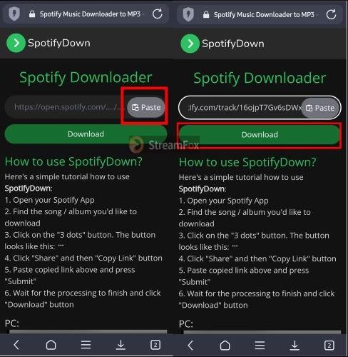 go to spotifydown site | Extract Spotify Songs