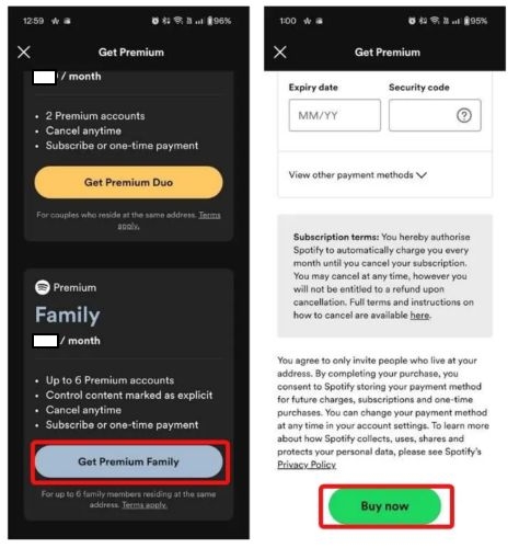 tap Get Premium Family | Spotify Family Plan
