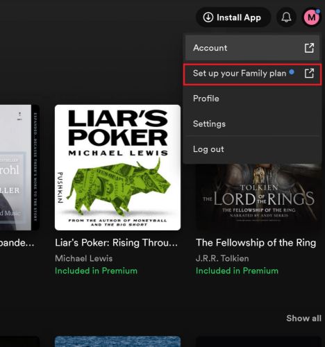 select Manage Family | Spotify Family Plan
