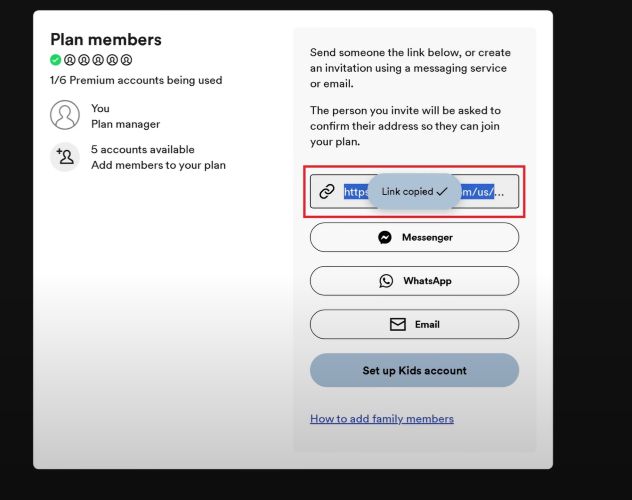 click Email | Spotify Family Plan