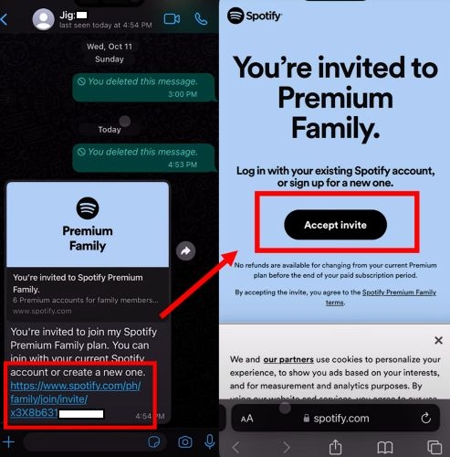 hit Accept invite | Spotify Family Plan