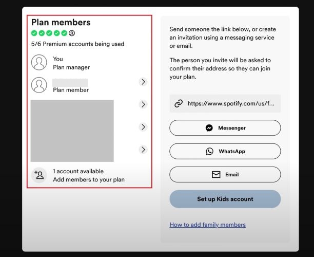 click arrow | Spotify Family Plan