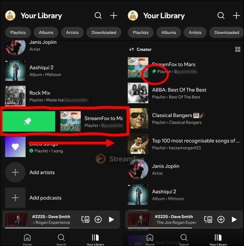 slide playlist to the right | Pin a Playlist on Spotify