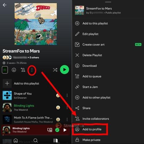tap Add to Profile | Pin a Playlist on Spotify